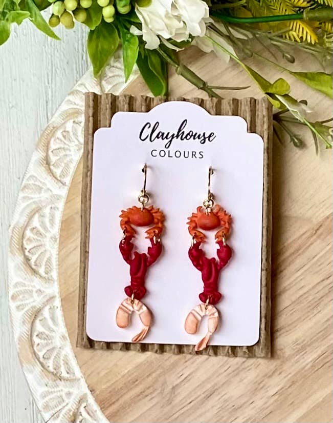 Beach Earrings : Shell Dangles with Pearl Post