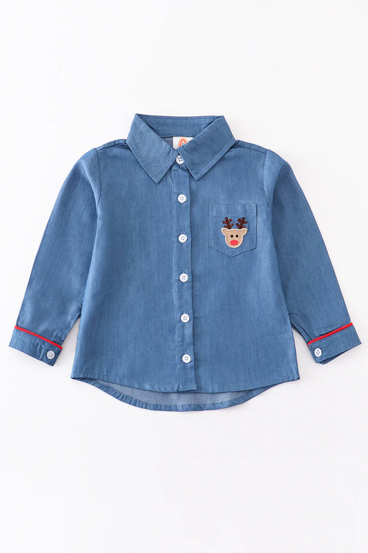 Blue Deer Button Down