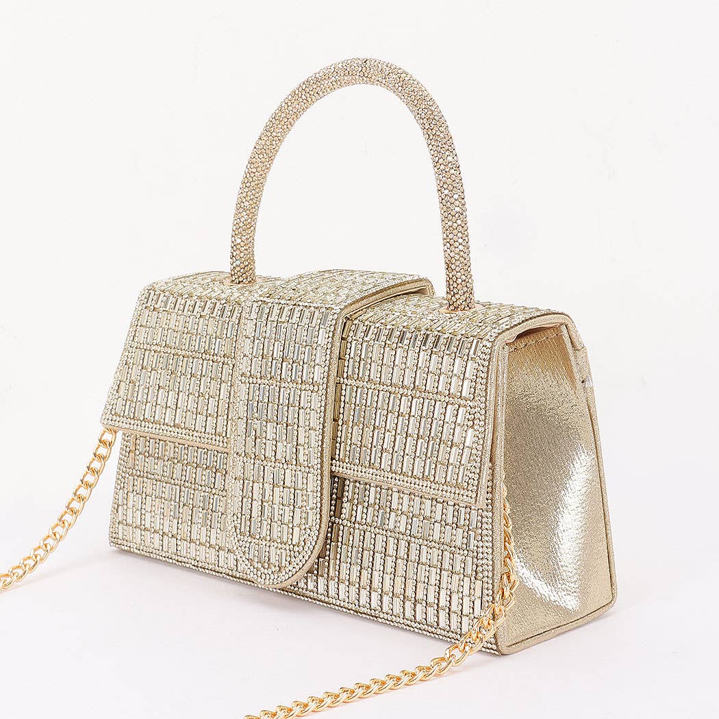 Rhinestone Party Clutch -gold