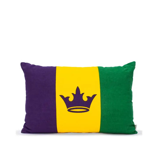Mardi Gras Flag Pillow Purple/Yellow/Green