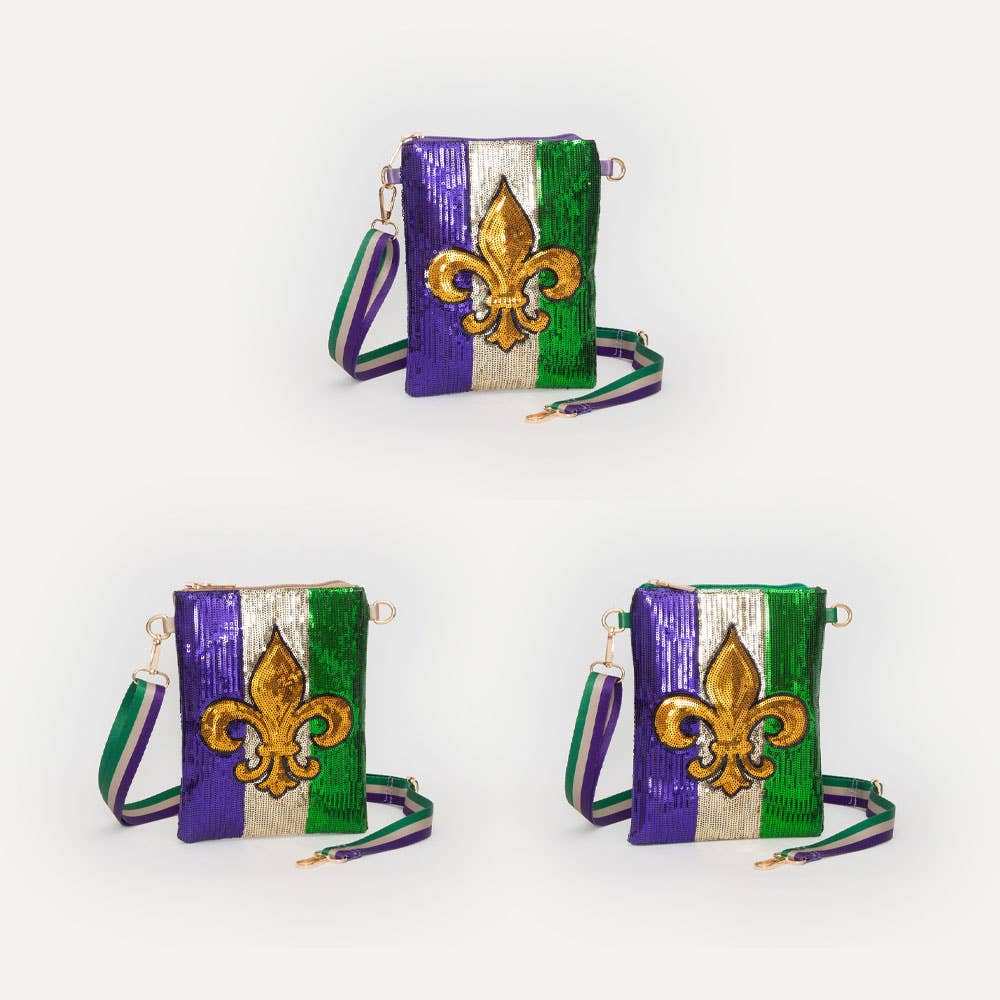 Mardi Gras Sequin Crossbody Bag