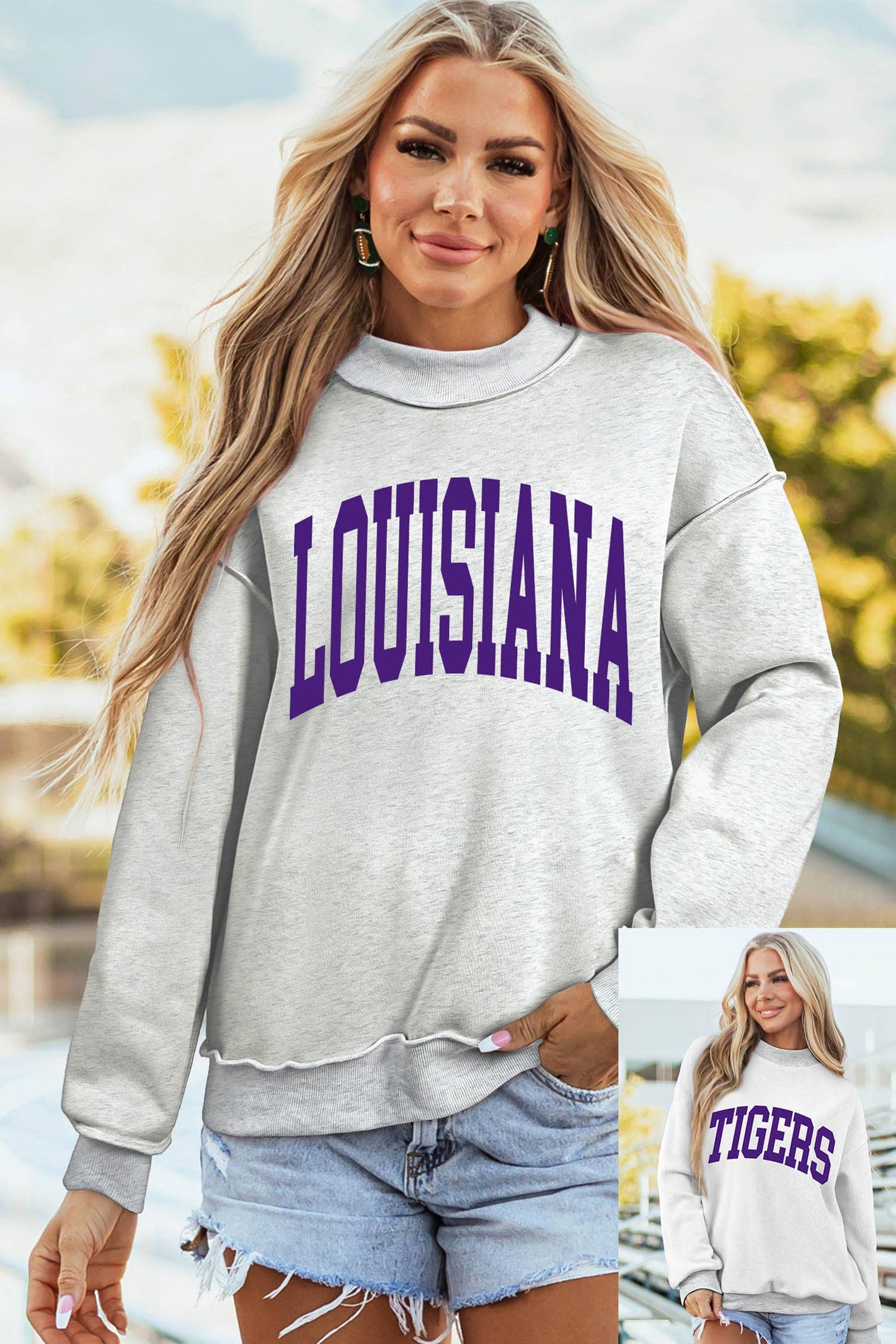 LOUISIANA TIGERS Mock Neck Reversible Sweatshirt