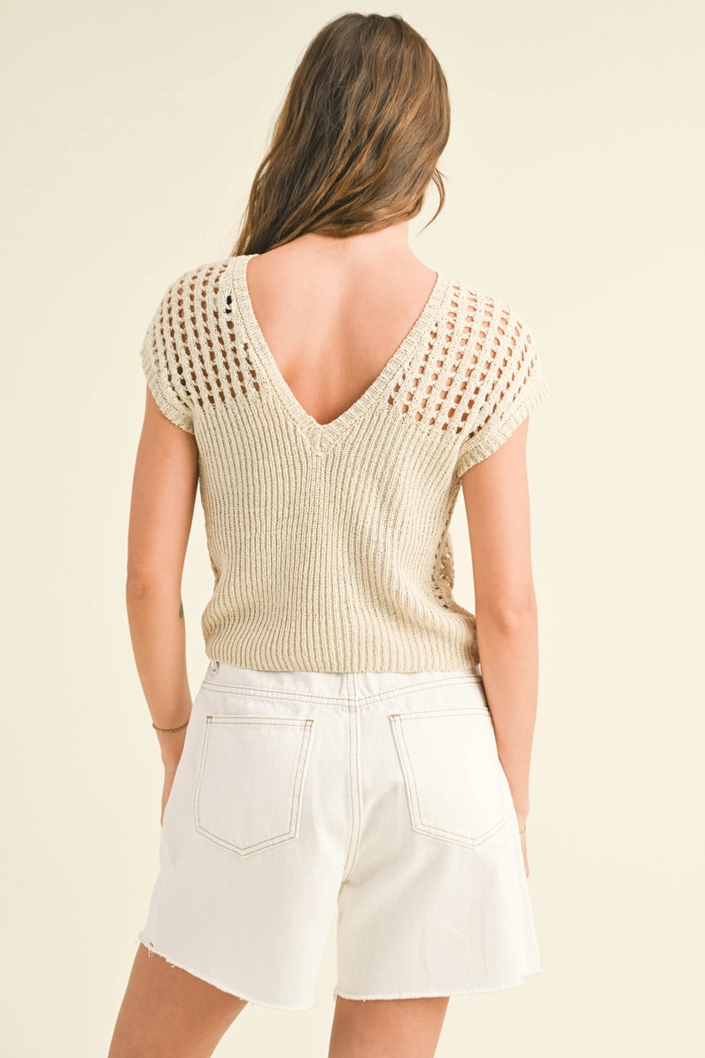 Beige Crochet Knitted  Reversible Top