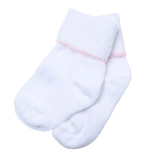 Solid White & Pink Socks - The Season Boutique