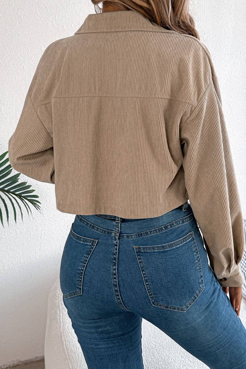 CASUAL CORDUROY CROPPED JACKET - The Season Boutique