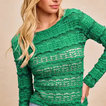 Mardi Gras Lace and Ruffle Top