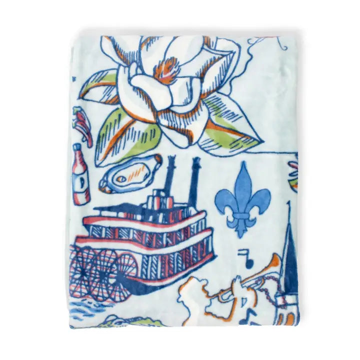 Coastal Louisiana Throw Blue