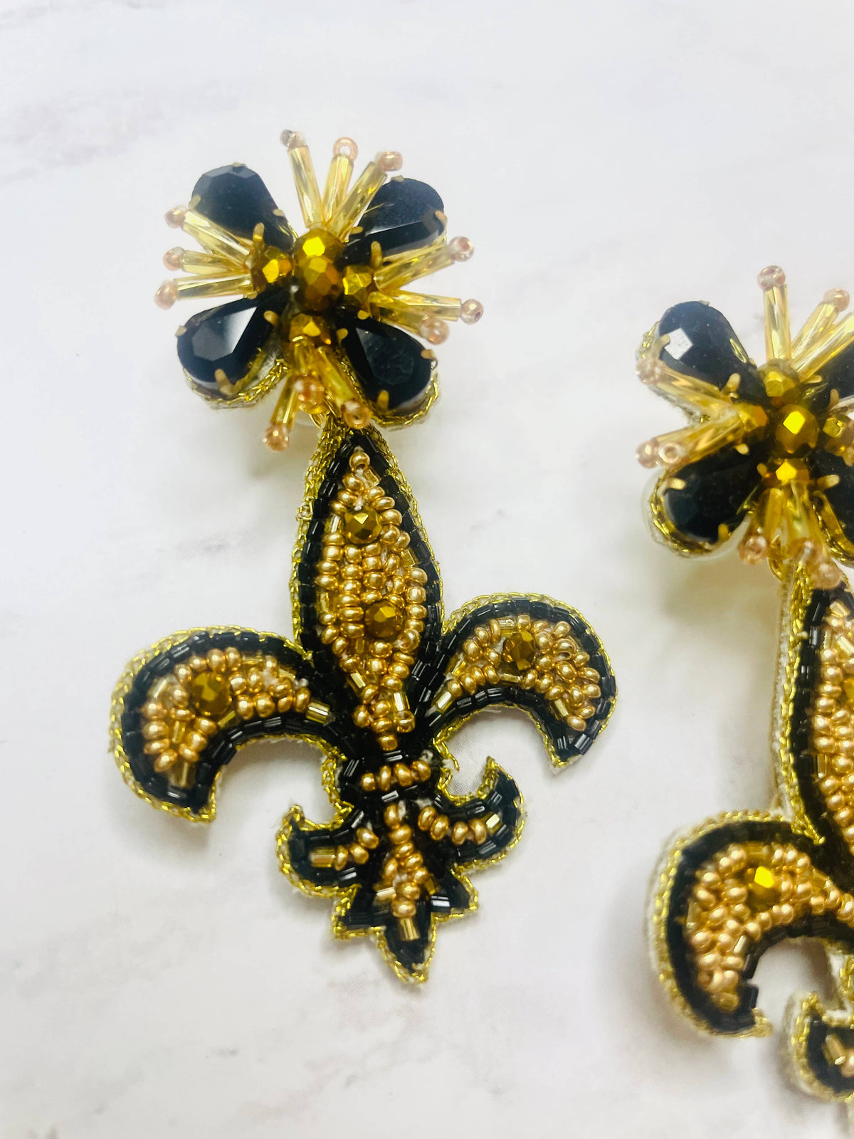 Fleur de Lis Beaded Earrings