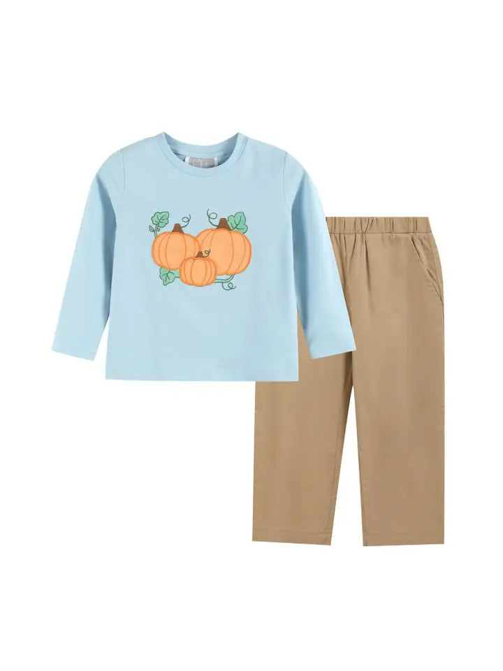 Blue Pumpkin Shirt and Brown Pants Set