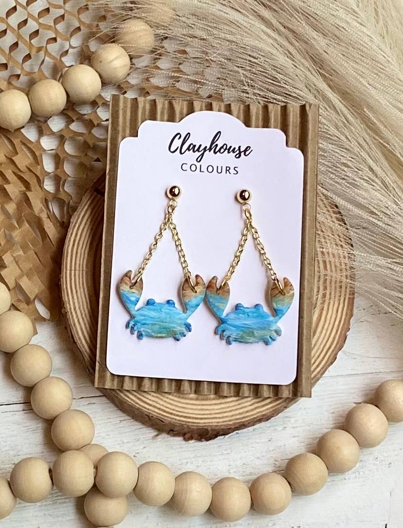 Beach Clay Earrings: Large Shell w/Pearl Post - The Season Boutique
