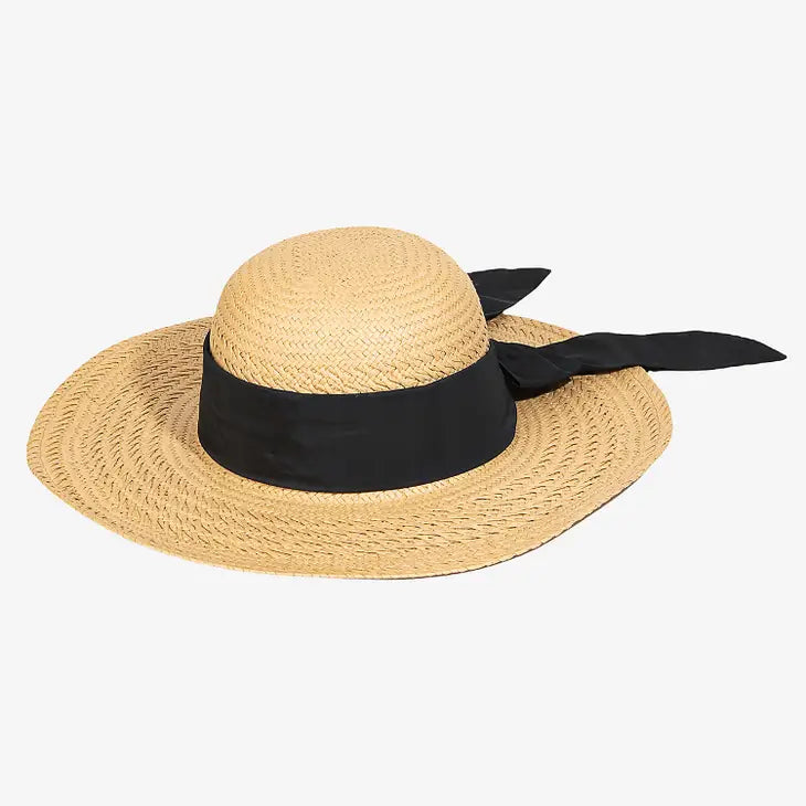 Straw Braided Faux Leather Strap Sun Hat