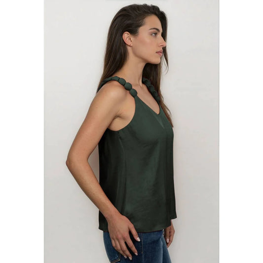 Classic V-Neck Tank Top with Strap Accent
