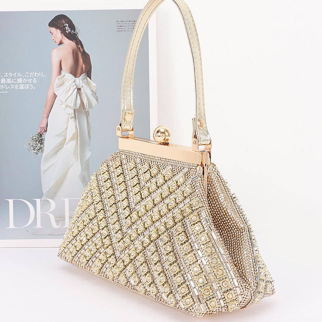 Rhinestone Party Clutch - Gold