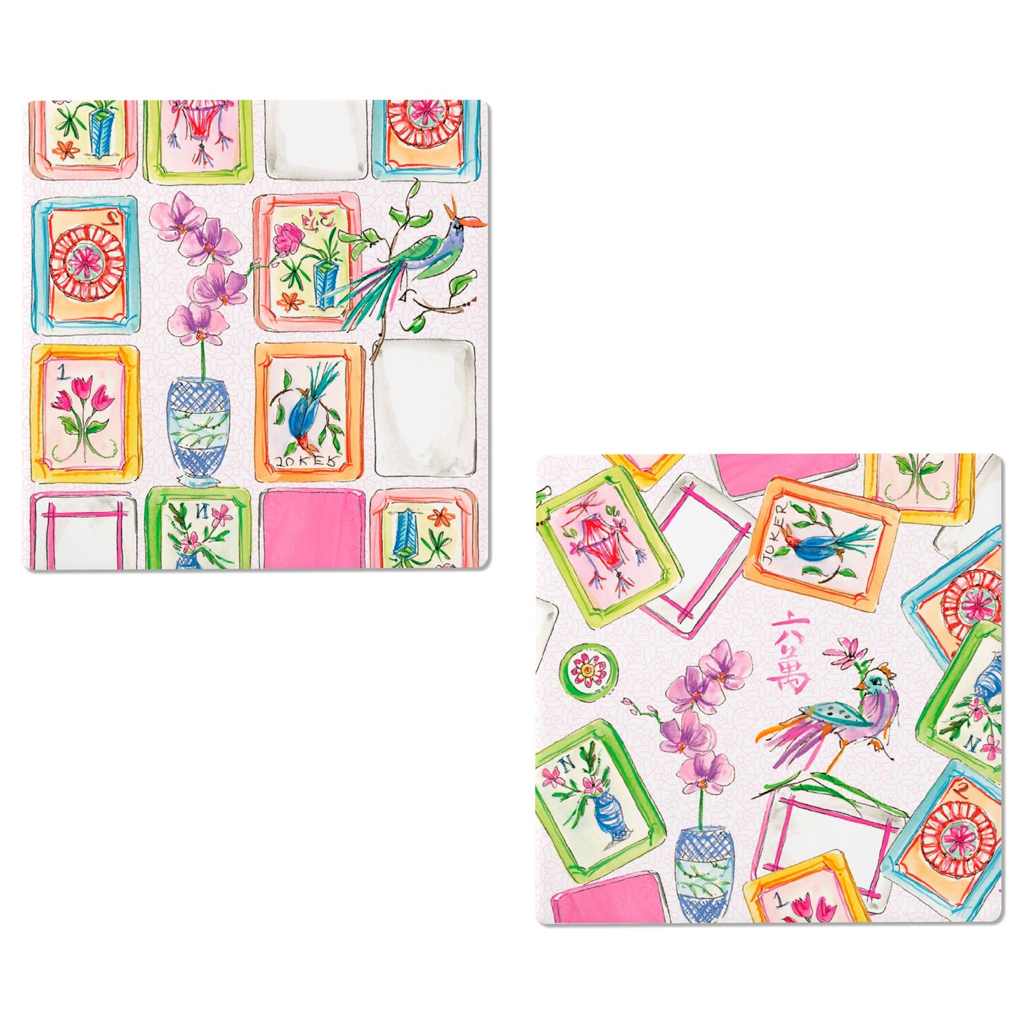 Mahjong Pink Ceramic Coasters - The Season Boutique