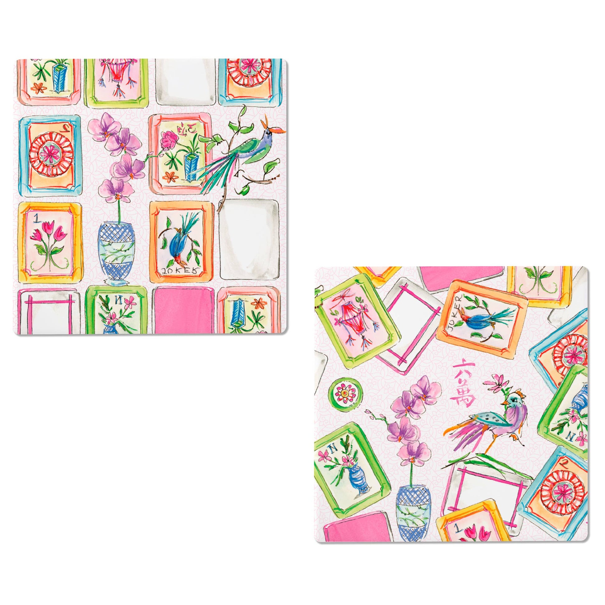 Mahjong Pink Ceramic Coasters - The Season Boutique