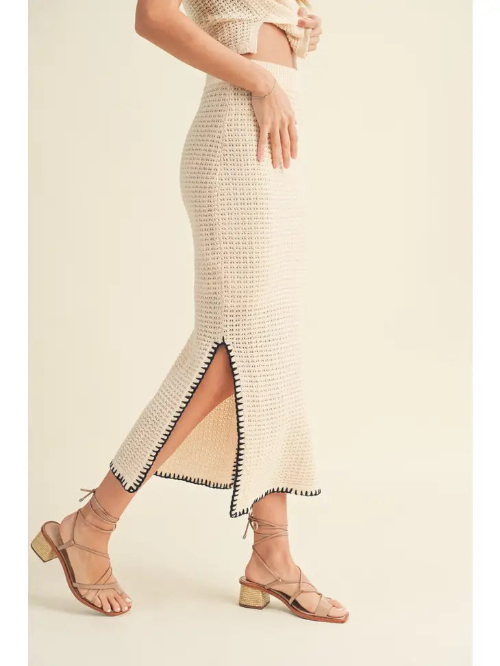 Crochet Knitted with Stitching Detail Skirt