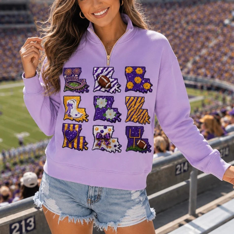 Louisiana Gameday Sequin Quarter Zip