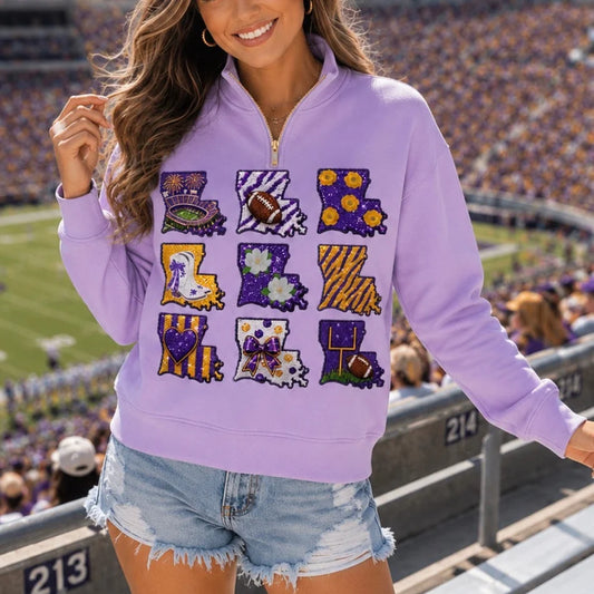 Louisiana Gameday Sequin Quarter Zip