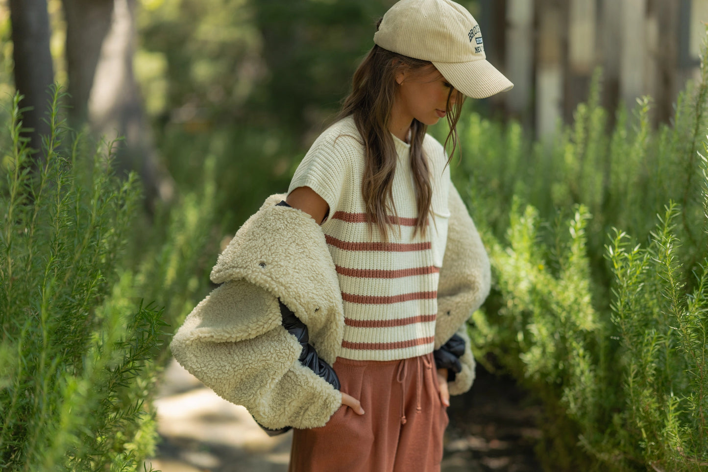 Half Mock Neck Striped Knit Top