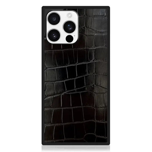 Black Crocodile Leather Magsafe Iphone Case
