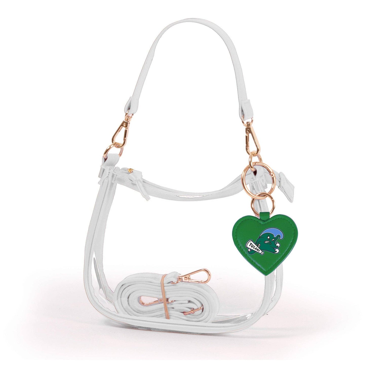 Tulane Green Wave Clear Clara Purse w/Heart Charm
