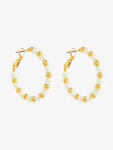Mini Mixed Gold and Pearl Hoops