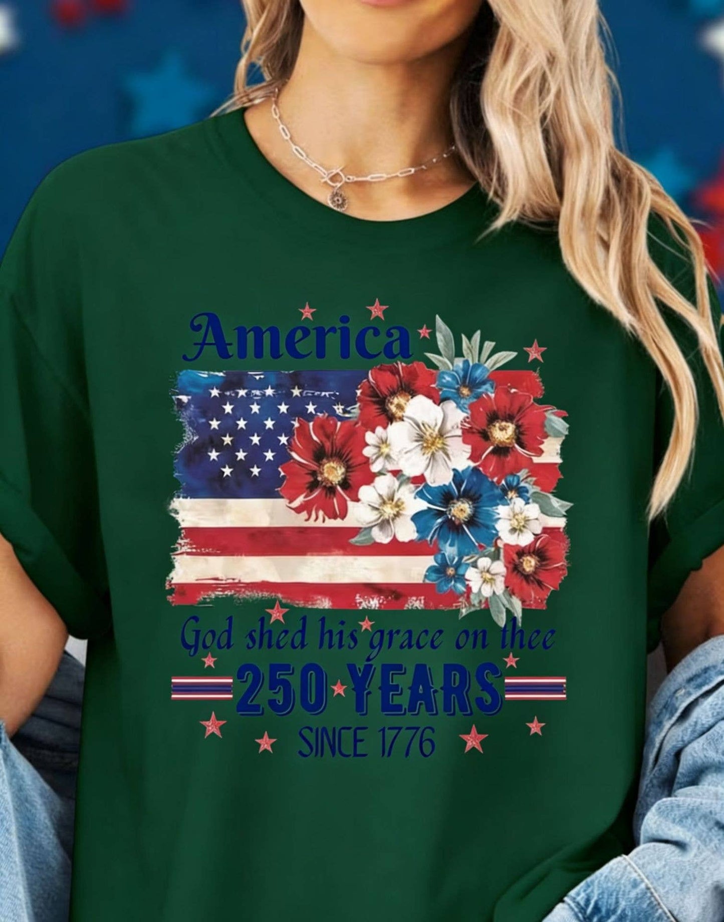 250th Floral Flag Cotton Tee