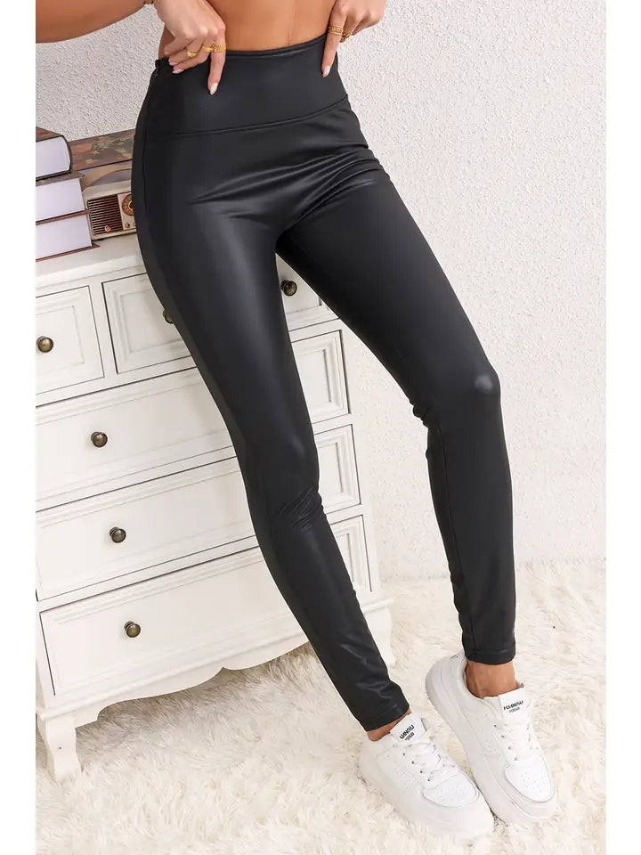 Black Faux Leather Skinny Leggings