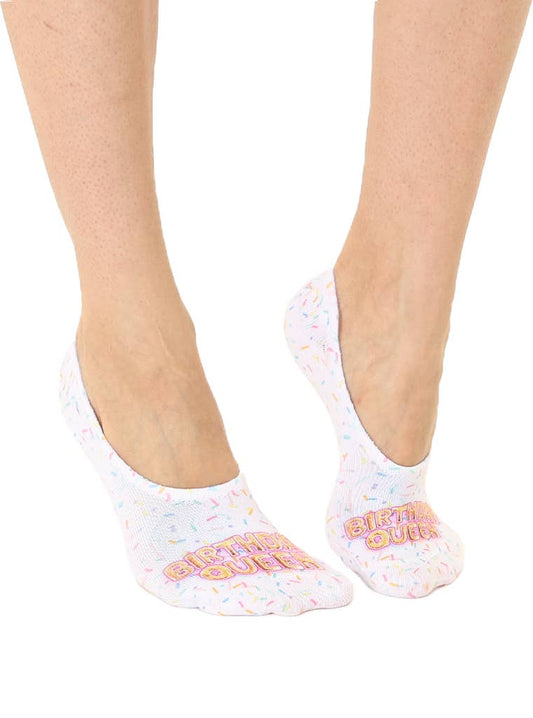 No-Show Liner Socks - Confetti - "Birthday Queen" - White - The Season Boutique