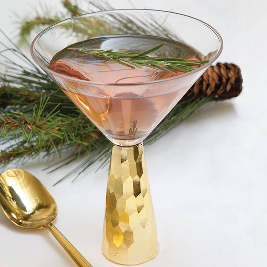 Martini Glass, Gold Hammered, 10 Oz - The Season Boutique