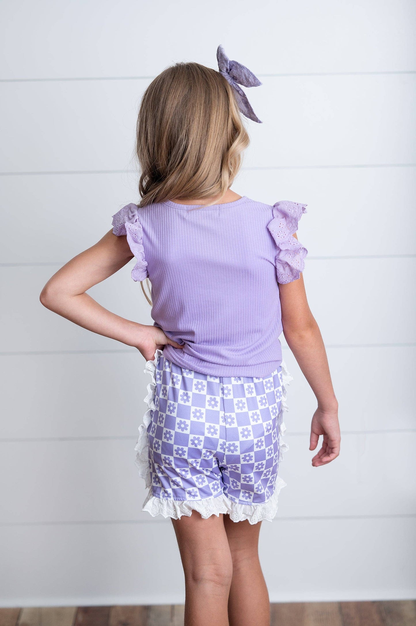 Lavender Lace Ruffle Summer Short Set