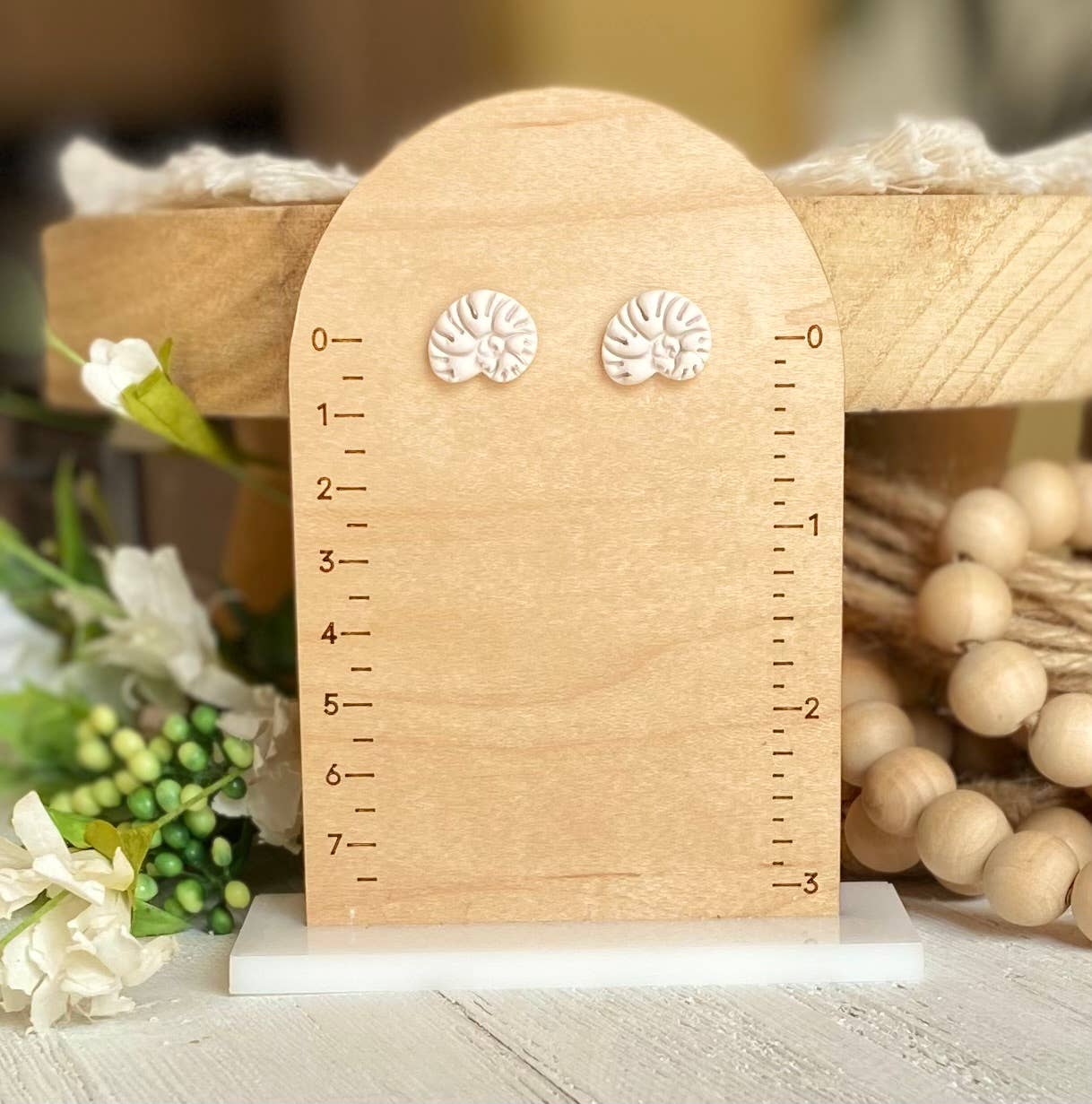 Beach Earrings : Shell Dangles with Pearl Post
