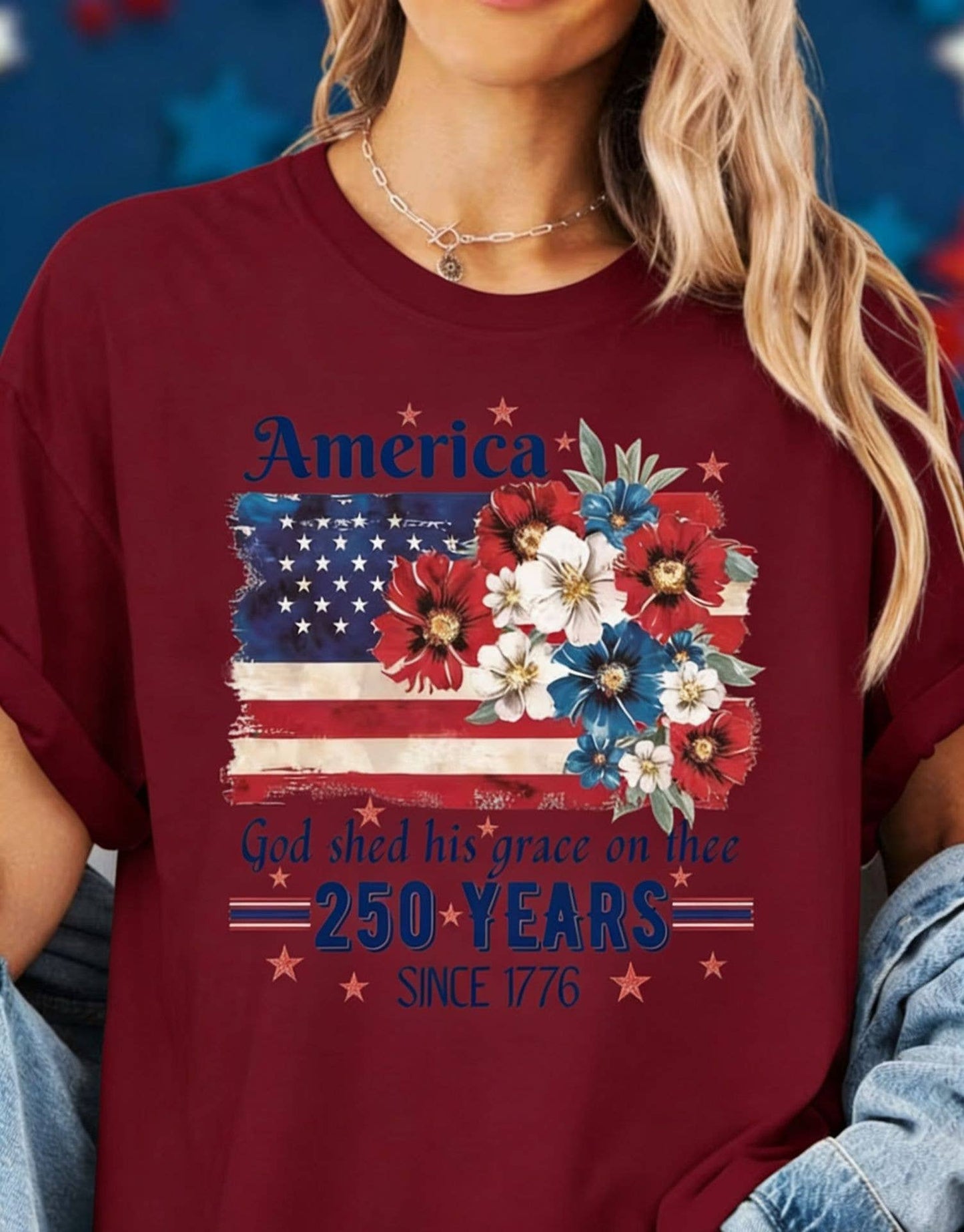 250th Floral Flag Cotton Tee