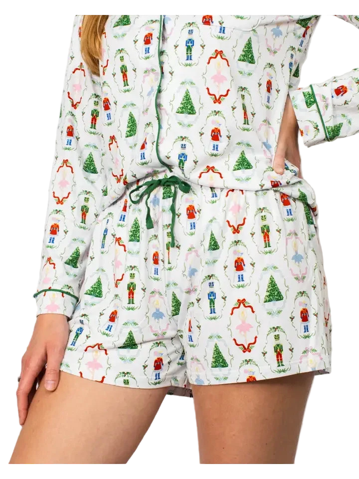 Nutcracker Waltz Sleep Shorts White/Multi