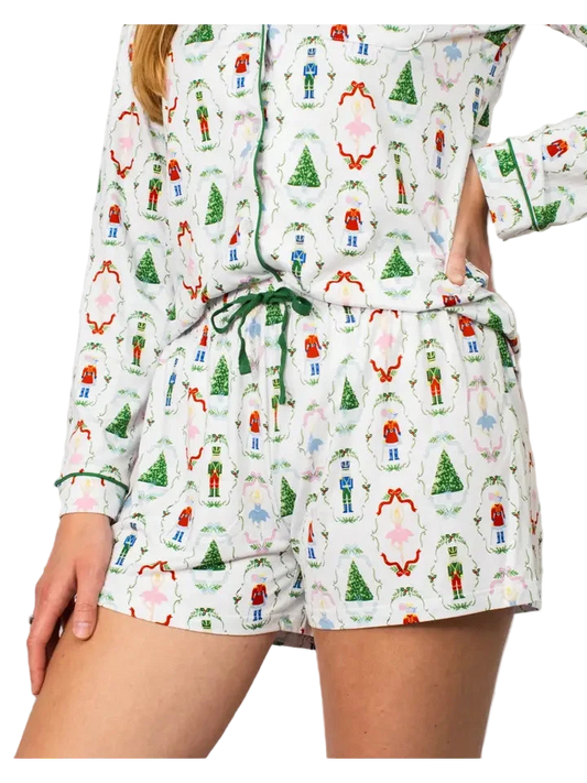 Nutcracker Waltz Sleep Shorts White/Multi