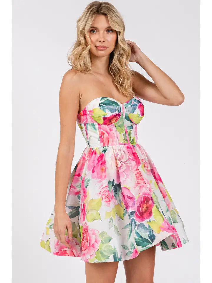 Floral Print Mini Dress - The Season Boutique