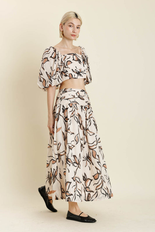 Ruched Floral Crop Top