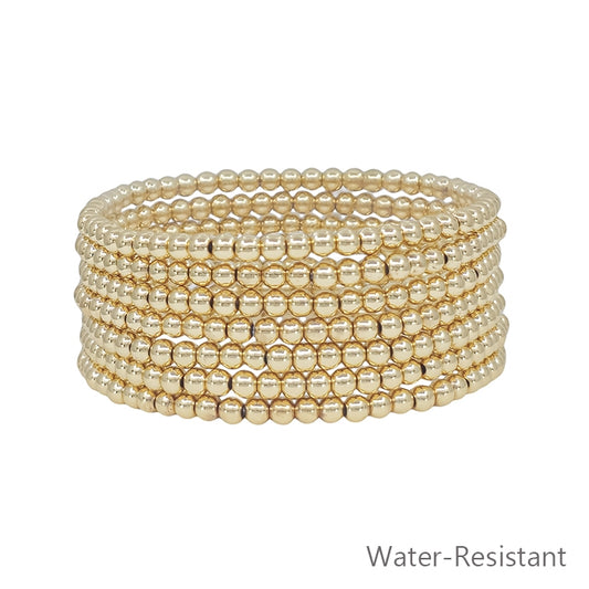 Water-Resistant Gold Beaded Bracelets