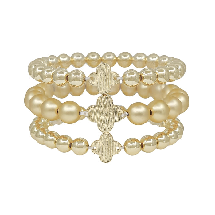 Gold Beaded with Clover Bracelets