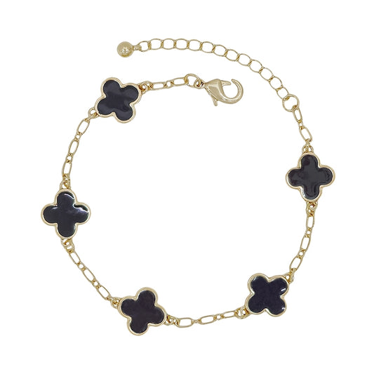 Black & Gold Clover Bracelet