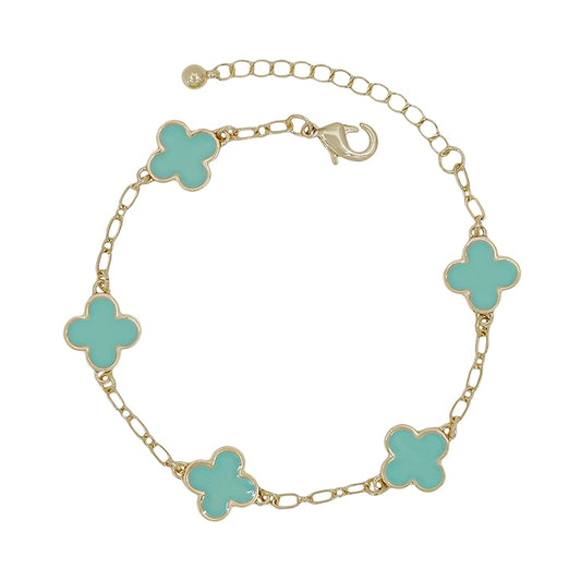 Mint & Gold Clover Bracelet