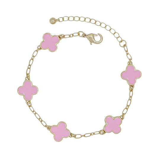 Pink & Gold Clover Bracelet