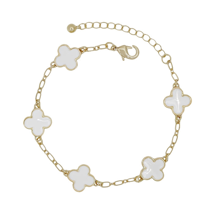 White & Gold Clover Bracelet