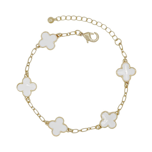 White & Gold Clover Bracelet