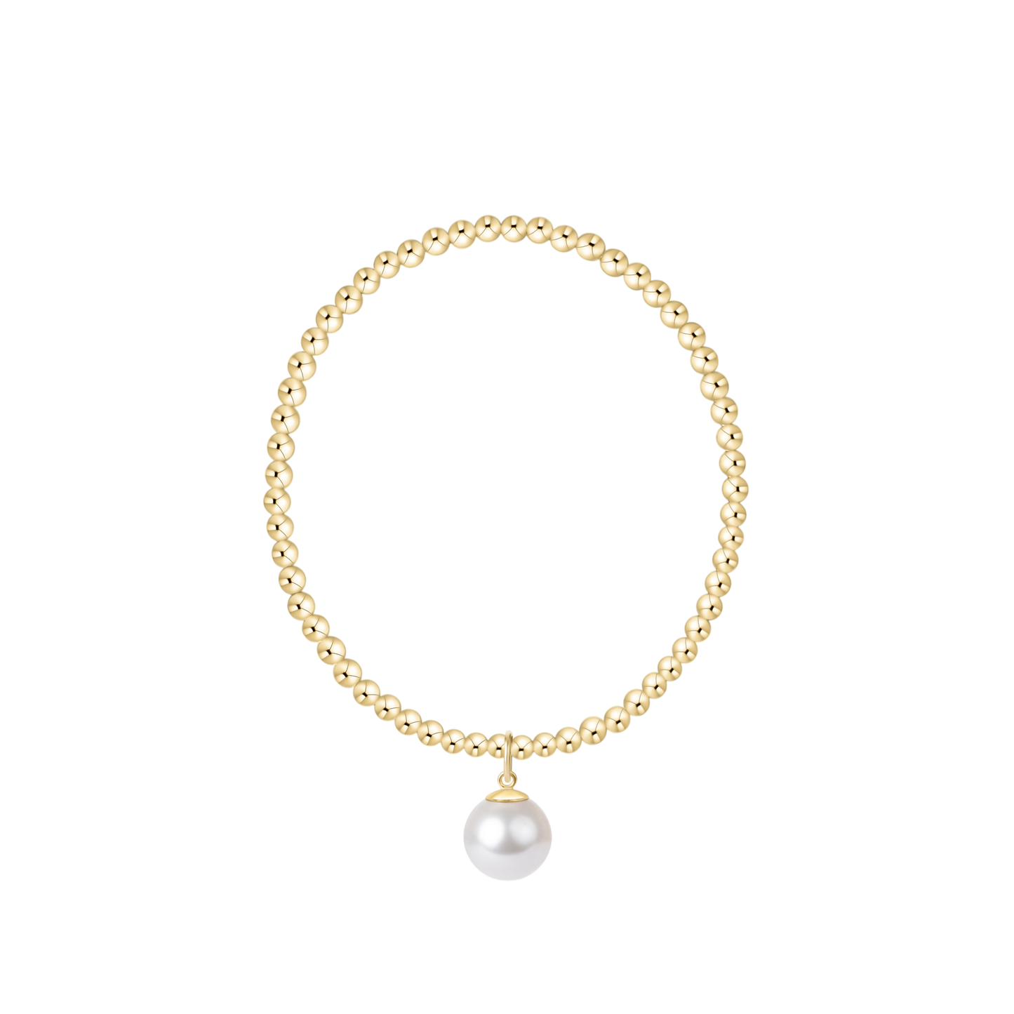 Classic Gold 3mm Bracelet - Classic Pearl 10mm Charm - The Season Boutique
