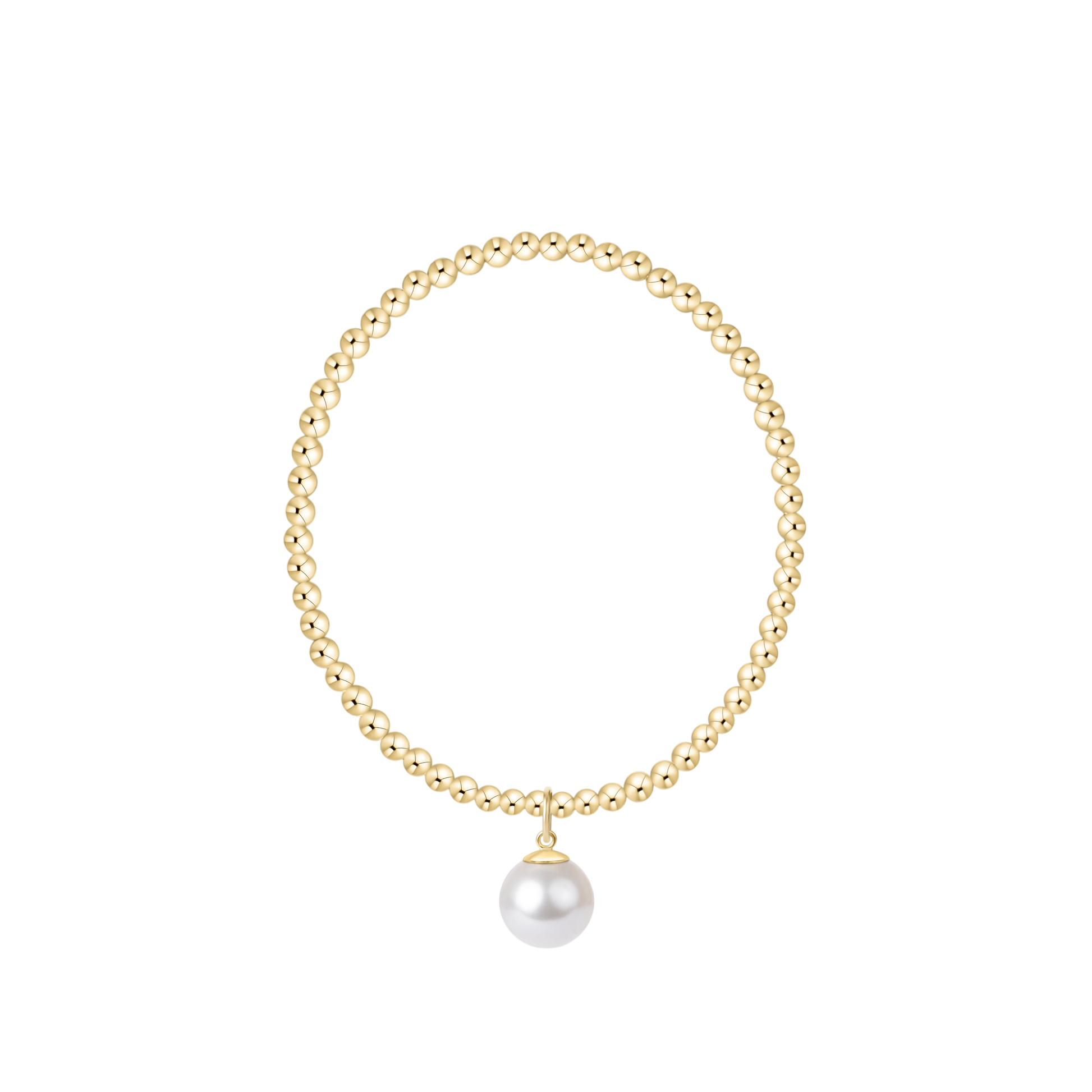Classic Gold 3mm Bracelet - Classic Pearl 10mm Charm - The Season Boutique