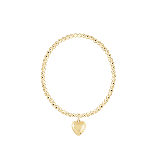 Classic Gold 3mm Bracelet - Love Plush Gold Charm