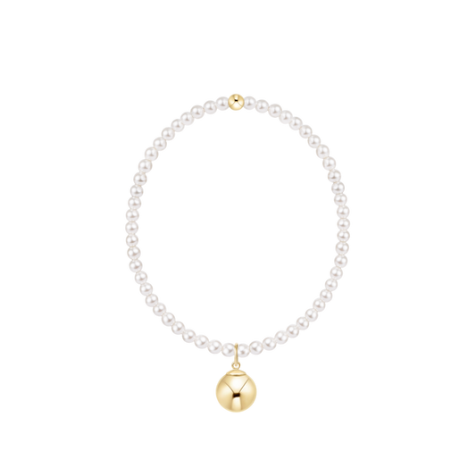 Classic Pearl 3mm Bracelet - Classic Gold 10mm Charm