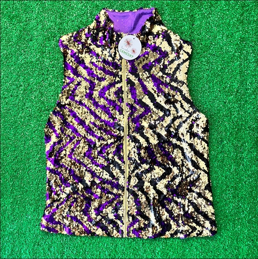 TIGER STRIPE BRUSHOVER SEQUIN VEST - The Season Boutique