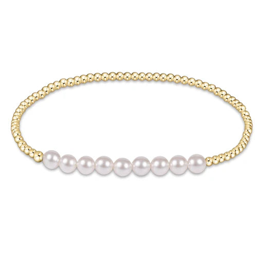 Classic Gold Beaded Bliss 2.5mm Bead Bracelet with 5mm Pearl